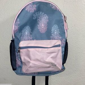Ivory Ella Laptop Backpack Lovey Paisley Print Slate Blue and Pink 17" NWT
